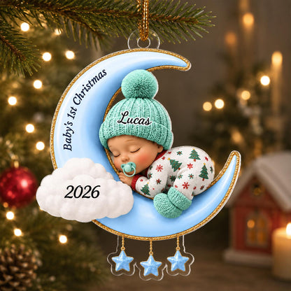 Baby First Christmas On The Moon - Personalized Acrylic Ornament, Moon and Stars Acrylic Ornament with Name, Newborn Keepsake Gift 2026 - product image 5