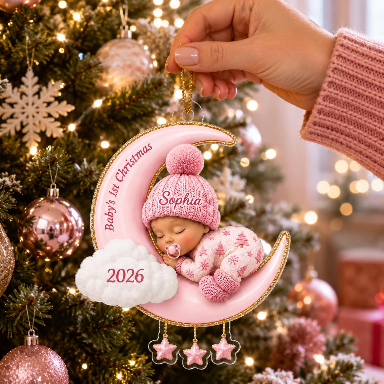Baby First Christmas On The Moon - Personalized Acrylic Ornament, Moon and Stars Acrylic Ornament with Name, Newborn Keepsake Gift 2026 - product image 8
