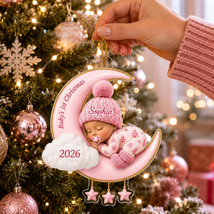 Baby First Christmas On The Moon - Personalized Acrylic Ornament, Moon and Stars Acrylic Ornament with Name, Newborn Keepsake Gift 2026 - product image 8