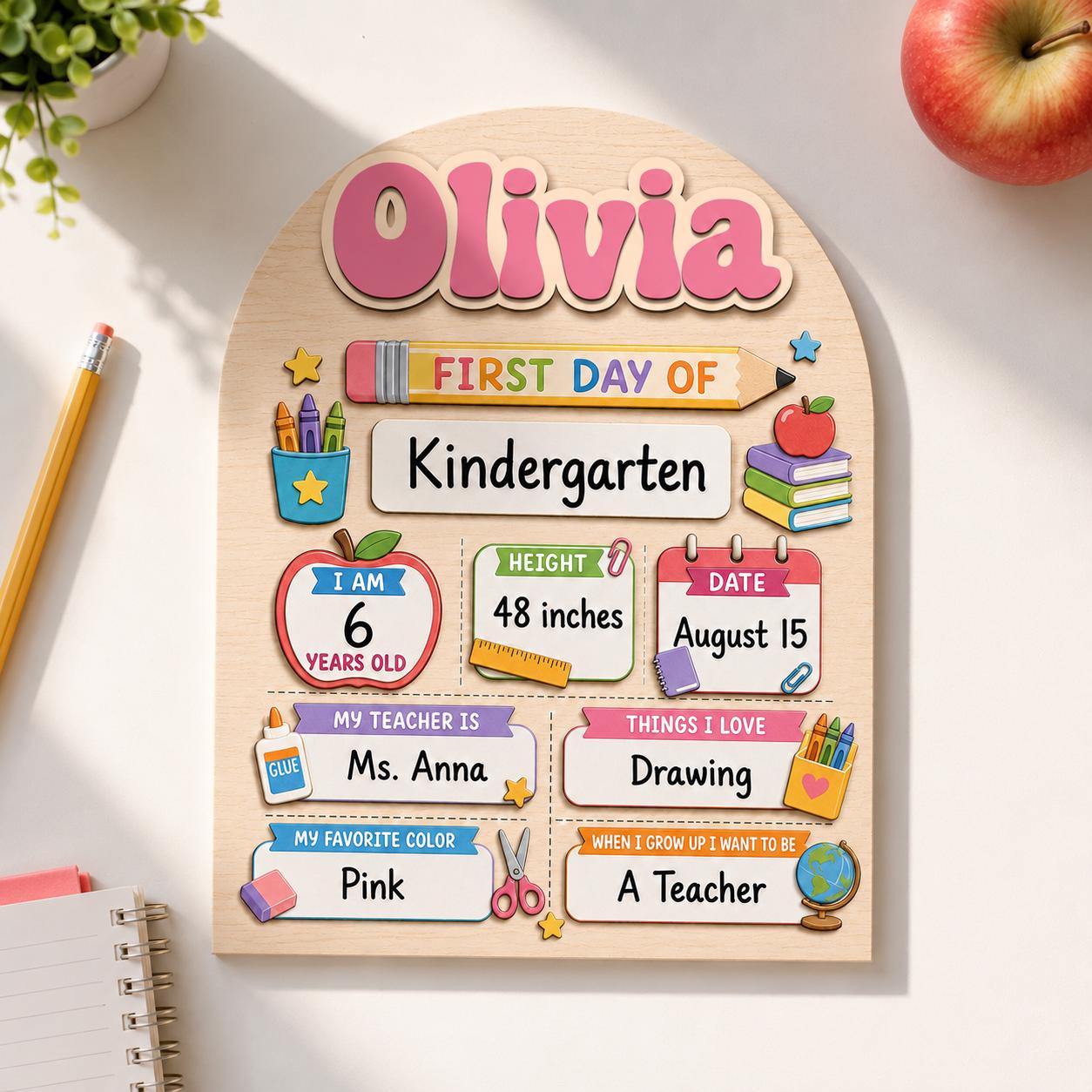 Custom First Day of School Board, Personalized 3D Back to School Sign, Interchangeable First & Last Day School Board - product image 6