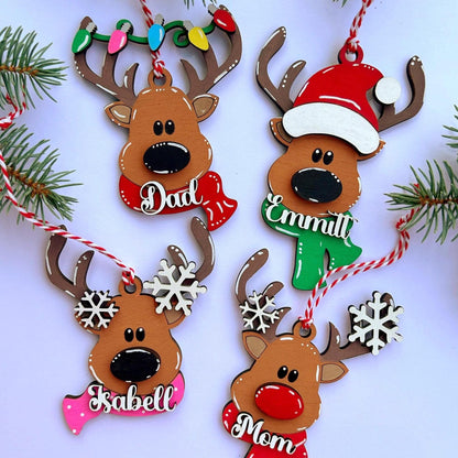 PERSONALIZED reindeer ornament, personalized Reindeer, personalized ornament, Christmas stocking tag, personalized family Christmas Reindeer - main product image