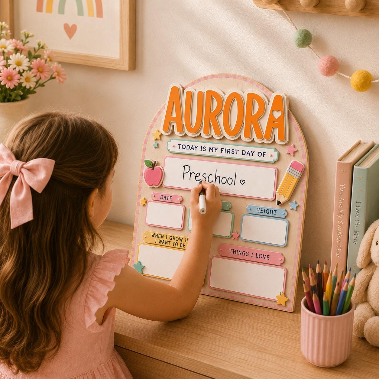Custom Back to School Sign, First Day of School Board, Preschool Kindergarten Photo Prop, Last Day School Keepsake - product image 9