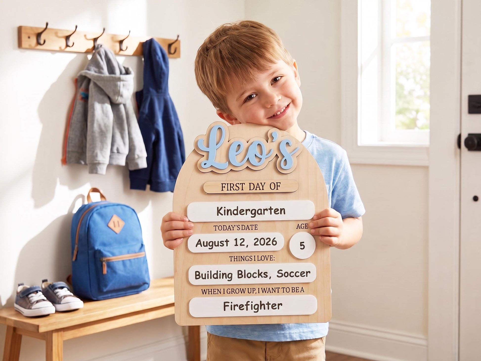 Reusable First Day of School Board, 1st Day of School Sign, Last Day of School Sign,Custom Name Sign,Preschool Back To School Dry Erase Sign - main product image