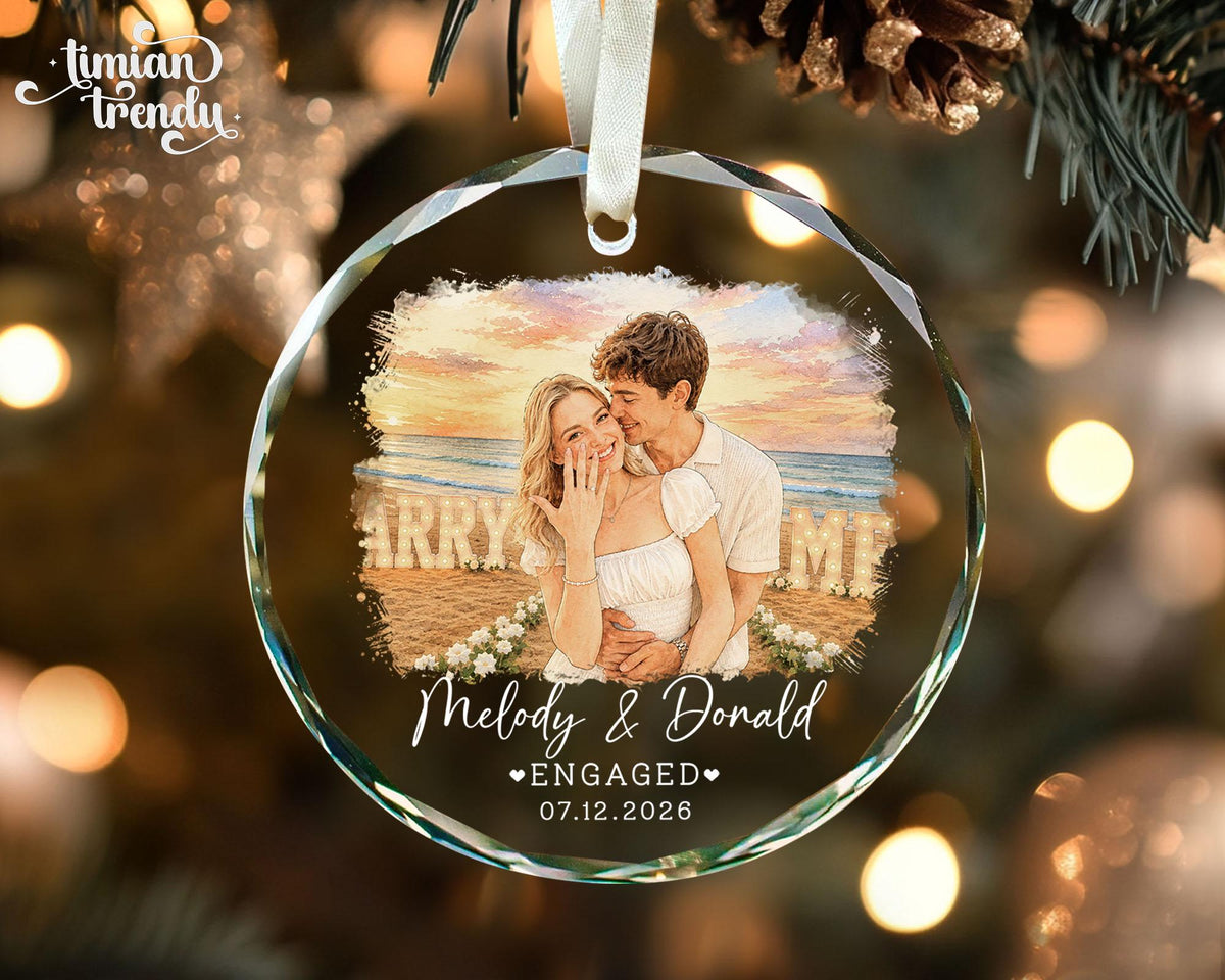 Custom Engagement Ornament, Custom Engaged Couple Portrait Photo Watercolor, Gift for Newly Engaged Couple, Engagement Gifts - product image 14