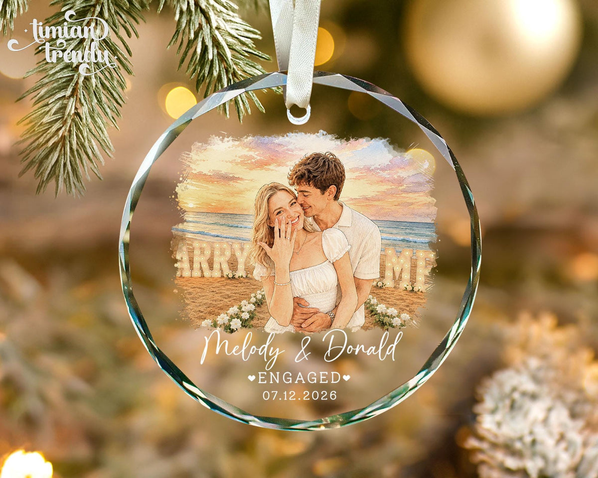 Custom Engagement Ornament, Custom Engaged Couple Portrait Photo Watercolor, Gift for Newly Engaged Couple, Engagement Gifts - product image 4