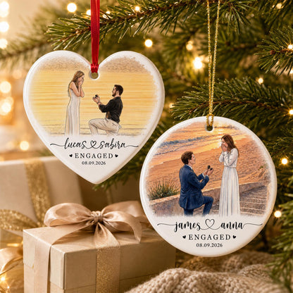 Personalized Engagement Christmas Ornament, 1st Christmas Engaged Ornament, Engagement 2026 Gift, Engaged 2026 Ornament With Photo - product image 9