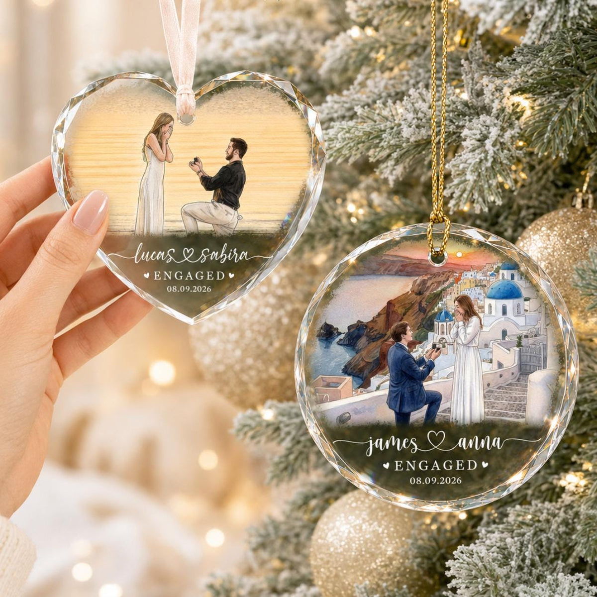 Personalized Engagement Christmas Ornament, 1st Christmas Engaged Ornament, Engagement 2026 Gift, Engaged 2026 Ornament With Photo - product image 5