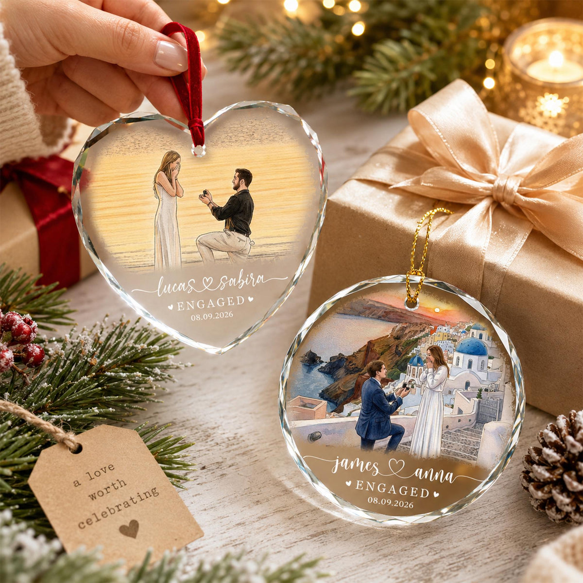 Personalized Engagement Christmas Ornament, 1st Christmas Engaged Ornament, Engagement 2026 Gift, Engaged 2026 Ornament With Photo - product image 13