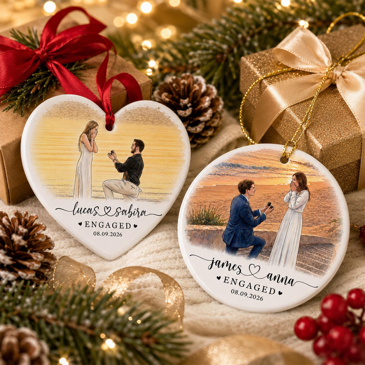 Personalized Engagement Christmas Ornament, 1st Christmas Engaged Ornament, Engagement 2026 Gift, Engaged 2026 Ornament With Photo - product image 14