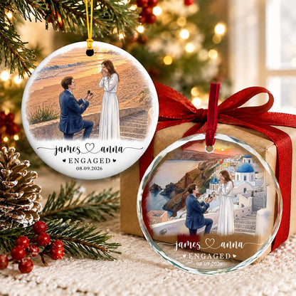 Personalized Engagement Christmas Ornament, 1st Christmas Engaged Ornament, Engagement 2026 Gift, Engaged 2026 Ornament With Photo - product image 8
