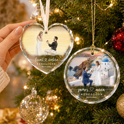 Personalized Engagement Christmas Ornament, 1st Christmas Engaged Ornament, Engagement 2026 Gift, Engaged 2026 Ornament With Photo - product image 3