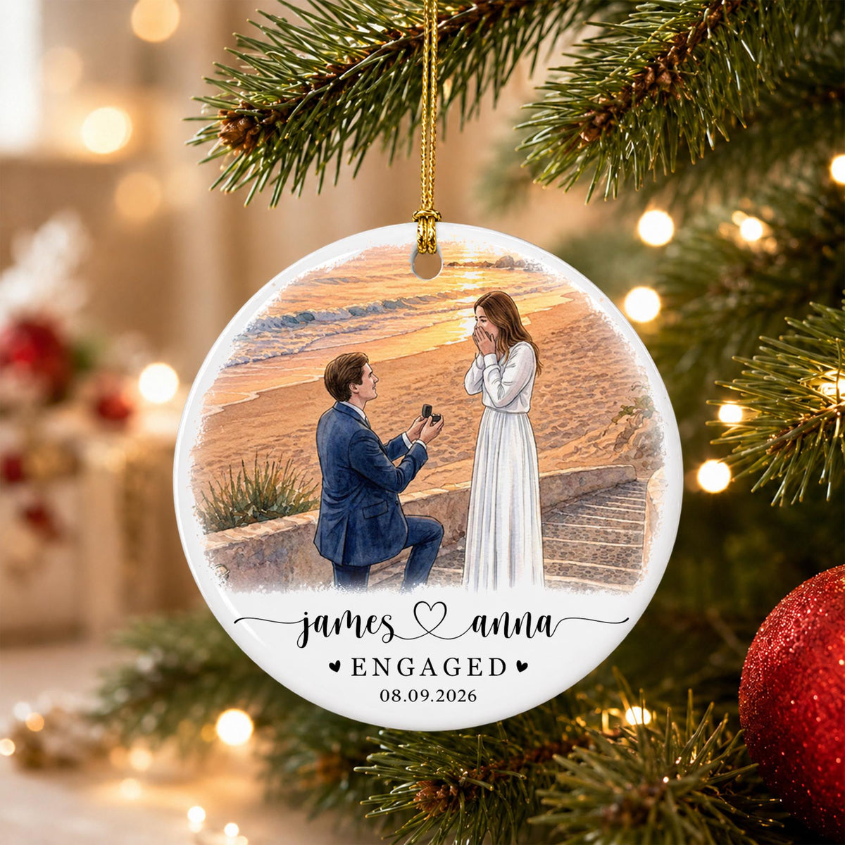 Personalized Engagement Christmas Ornament, 1st Christmas Engaged Ornament, Engagement 2026 Gift, Engaged 2026 Ornament With Photo - product image 10