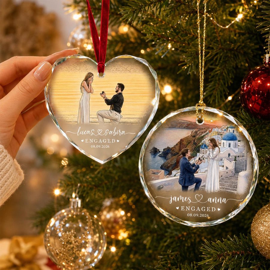 Personalized Engagement Christmas Ornament, 1st Christmas Engaged Ornament, Engagement 2026 Gift, Engaged 2026 Ornament With Photo - main product image