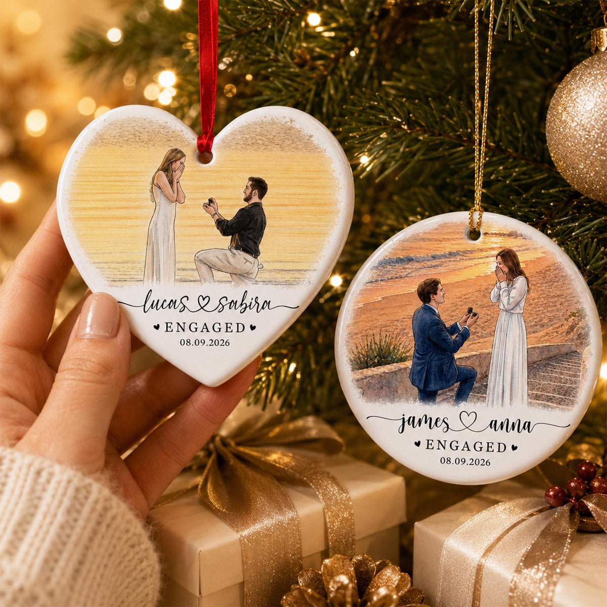 Personalized Engagement Christmas Ornament, 1st Christmas Engaged Ornament, Engagement 2026 Gift, Engaged 2026 Ornament With Photo - product image 15