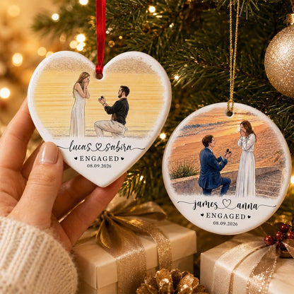 Personalized Engagement Christmas Ornament, 1st Christmas Engaged Ornament, Engagement 2026 Gift, Engaged 2026 Ornament With Photo - product image 15