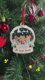 Gingerbread Family Ornament Christmas Gift , Personalized Family Shaker Ornament With Pets, Gift For Family, Custom Christmas Ornament